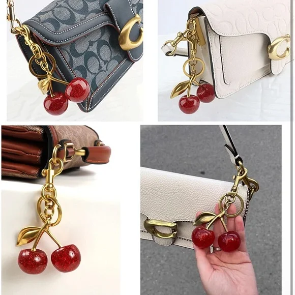 Red Glitter Cherry Bag Charm / Key Chain New in Package - Picture 6 of 10